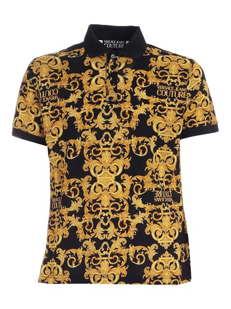 versace collection baroque polo t shirt blue|Versace polo shirts.